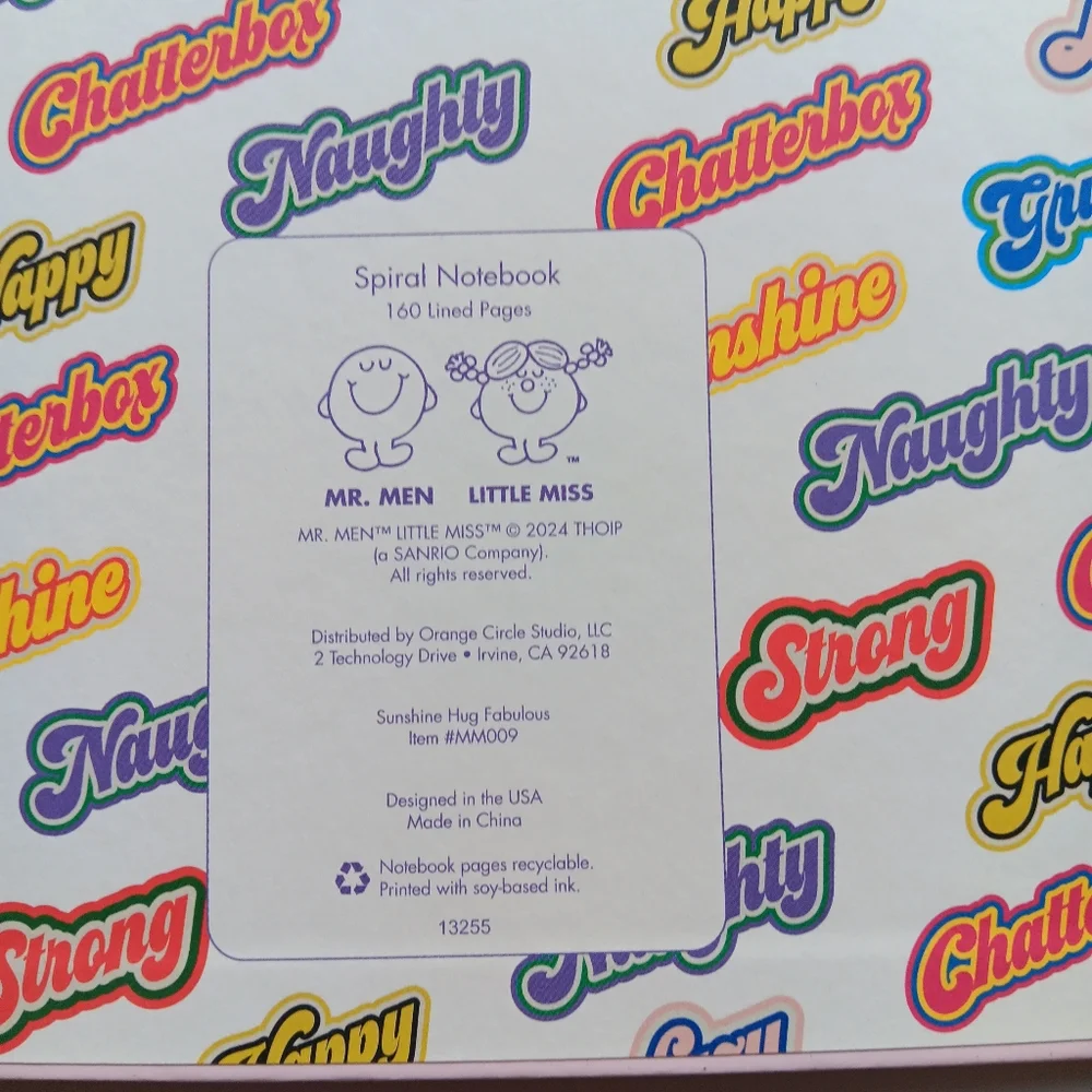 NEW Mr. Men Little Miss Spiral Bound Notebook 160 Lined Pages 8.5